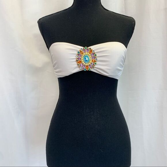 VICTORIA'S Secret white gem jewelled bandeau bikini top Sz S🇨🇦 - Picture 4 of 10